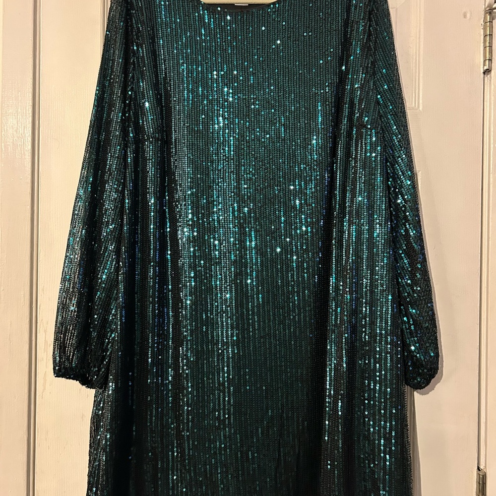 Shimmering Teal Sequin Dress